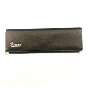 Gucci Black Satin Signature Clutch
